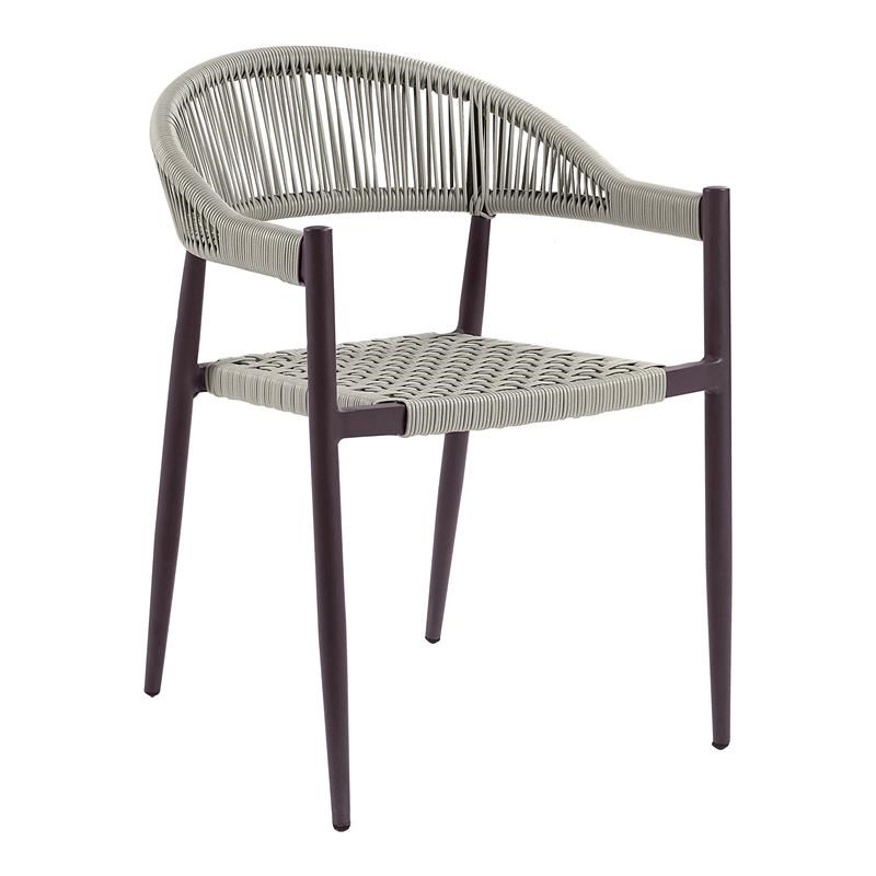 Furniture of America Clark Aluminum Patio Dining Chair in Dark Brown