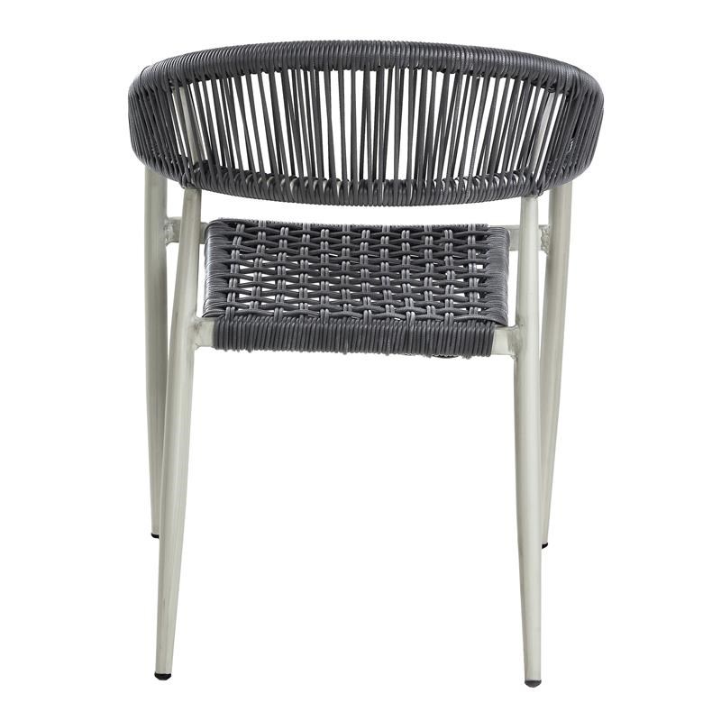 Furniture of America Clark Aluminum Patio Dining Chair in Light Gray (Set of 4)