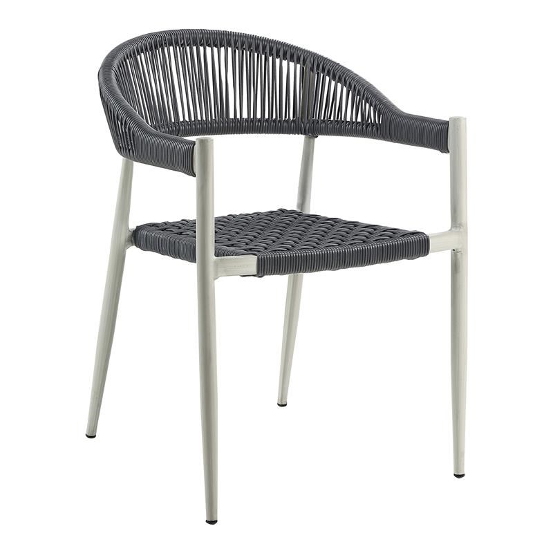 Furniture of America Clark Aluminum Patio Dining Chair in Light Gray (Set of 4)