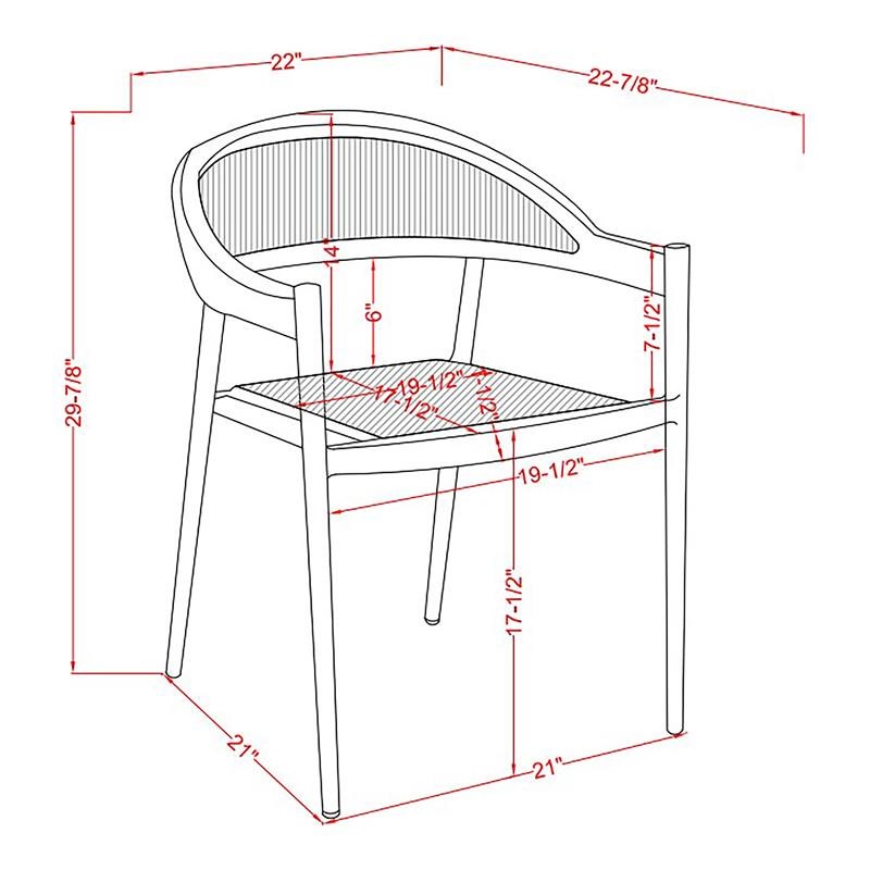 Furniture of America Clark Aluminum Patio Dining Chair in Walnut (Set of 4)
