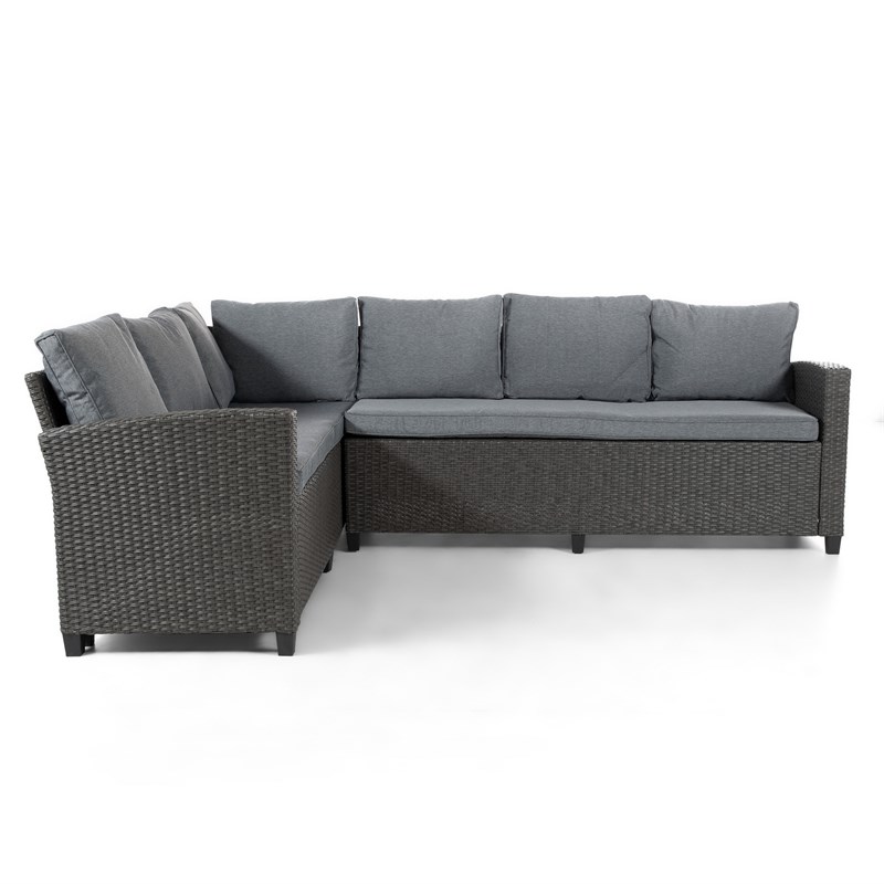 Muse & Lounge Co. Fields Outdoor Patio Sectional Sofa in Gray PE Wicker / Rattan