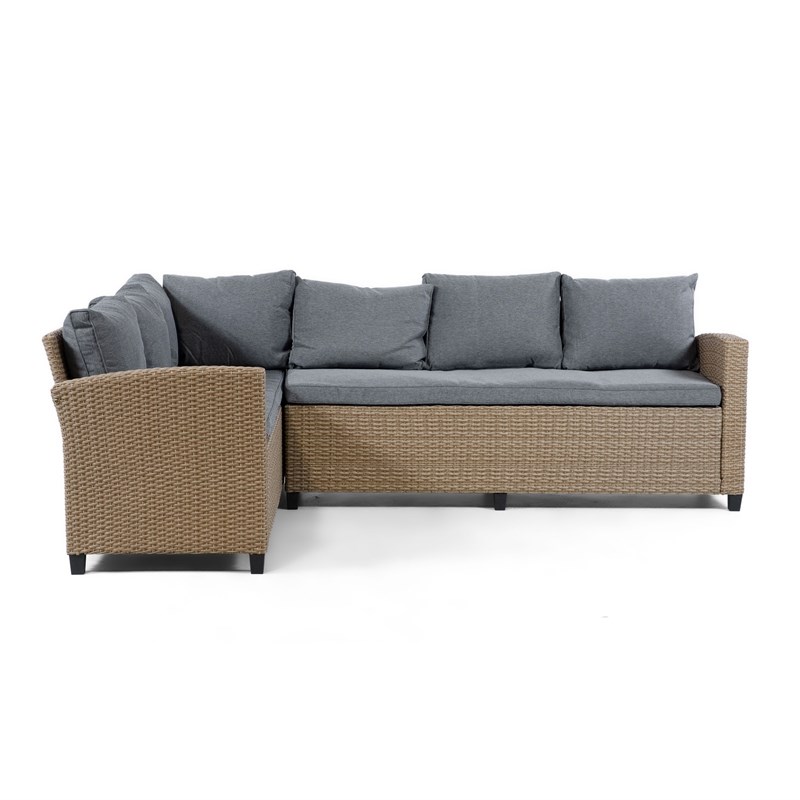 Muse & Lounge Co. Fields Outdoor Patio Sectional Sofa in Natural Wicker / Rattan