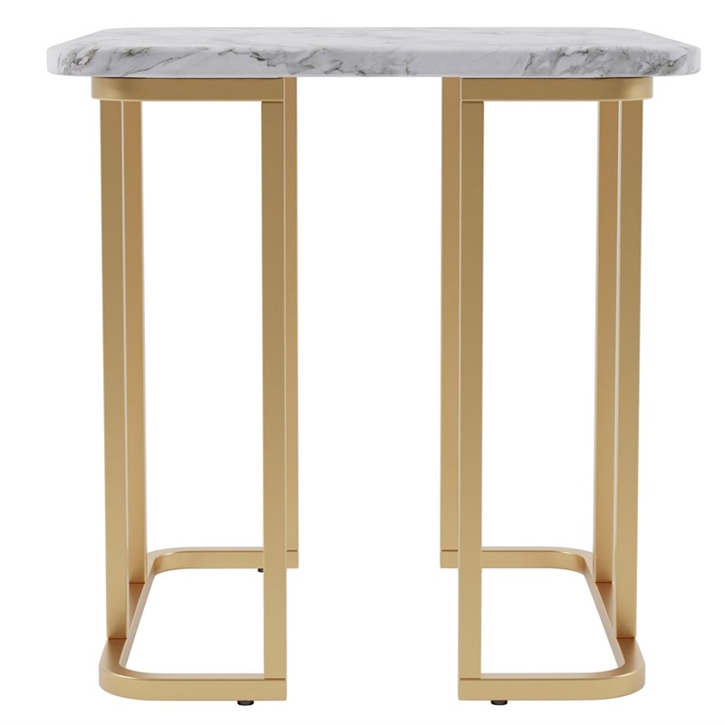 Furniture of America Clotten Metal 2-Piece Coffee Table in Gold and White
