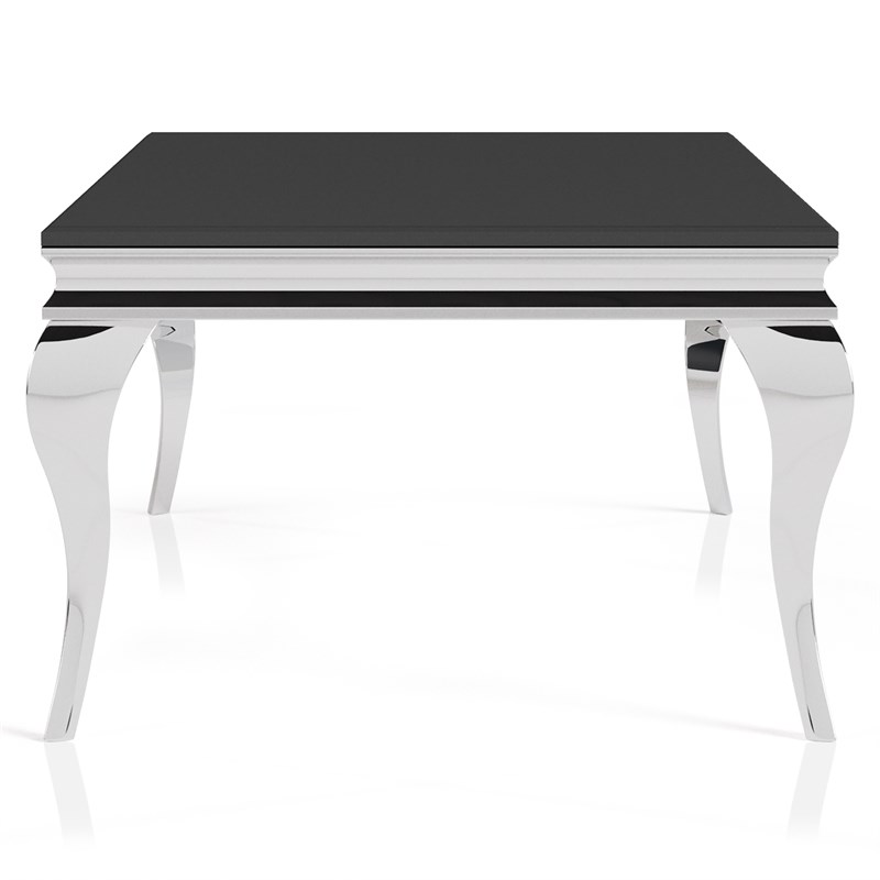 Furniture of America Alang Glass Top 2pc Coffee Table Set in Black and Silver