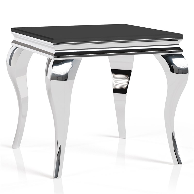Furniture of America Alang Glass Top 2pc Coffee Table Set in Black and Silver
