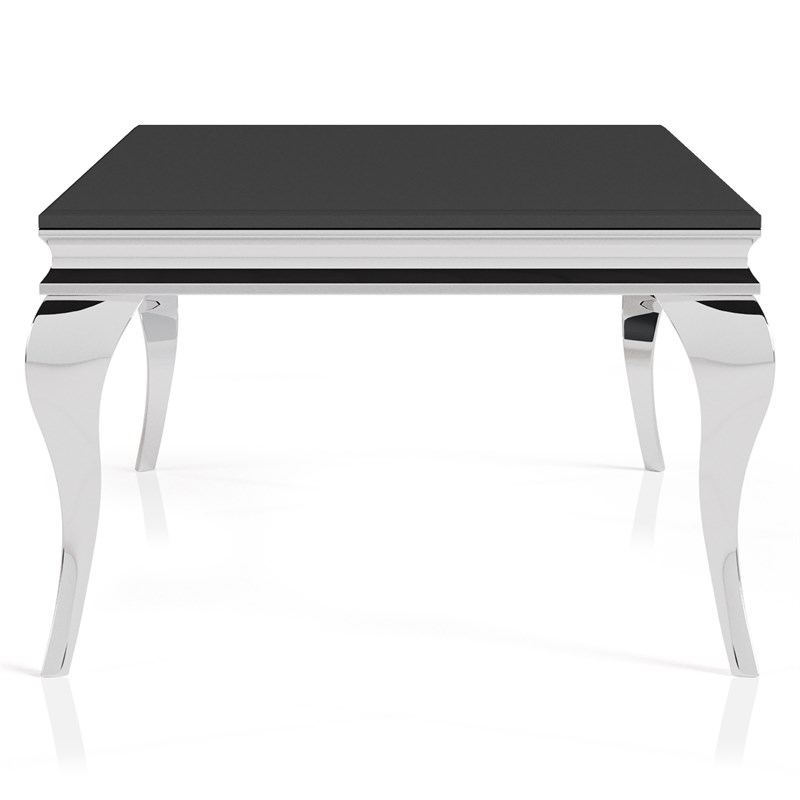 Furniture of America Alang Glass Top 3pc Coffee Table Set in Black and Silver