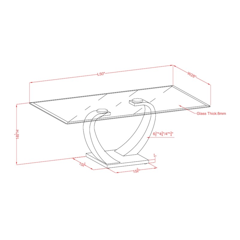 Furniture of America Navarre Glass Coffee Table with Black Base