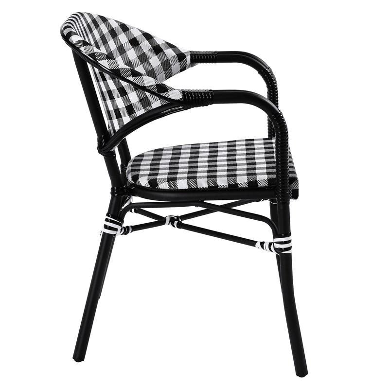 Furniture of America Tidez French Aluminum Patio Arm Chair in Black (Set of 2)