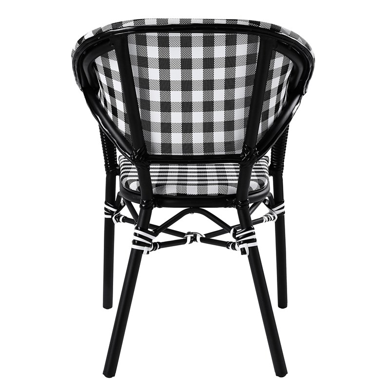 Furniture of America Tidez French Aluminum Patio Arm Chair in Black (Set of 4)