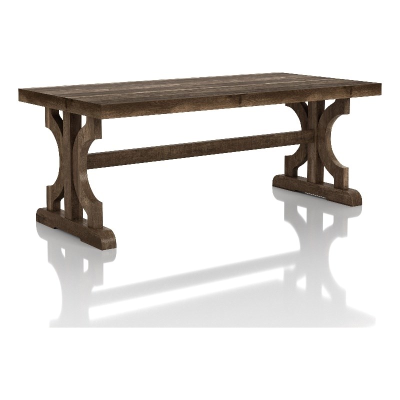 Furniture of America Birch Farmhouse Wood Coffee Table in Reclaimed Oak