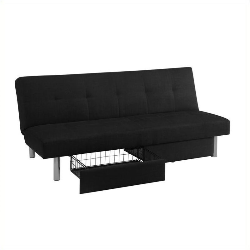Trent Home Luna Convertible Sofa with Storage in Black