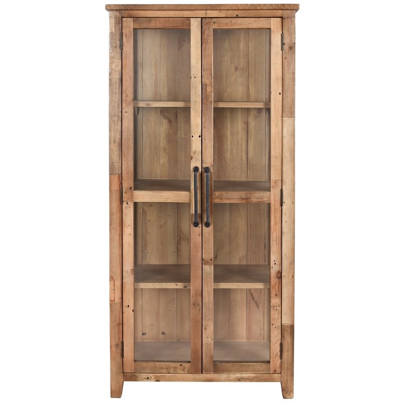Trent Home Transitional Reclaimed Pine Display Cabinet in Natural