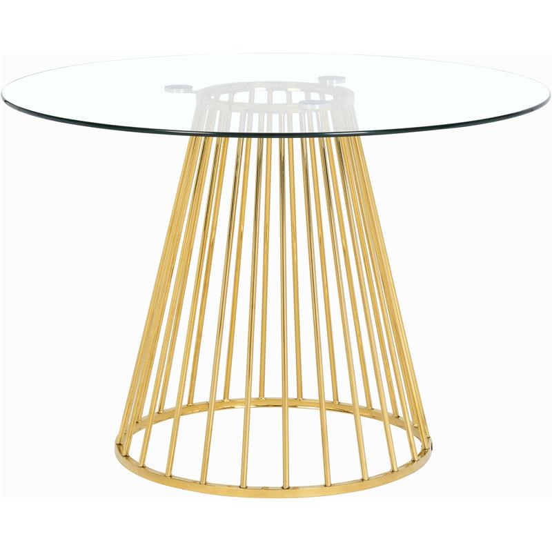 Trent Home Contemporary Glass Dining Table in Gold