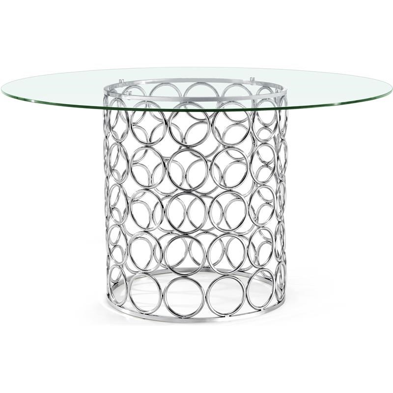 Trent Home Contemporary Glass Dining Table in Chrome
