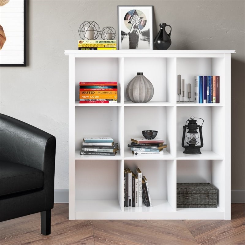 Trent Home Wood Transitional 9 Cube Bookcase and Unit in White