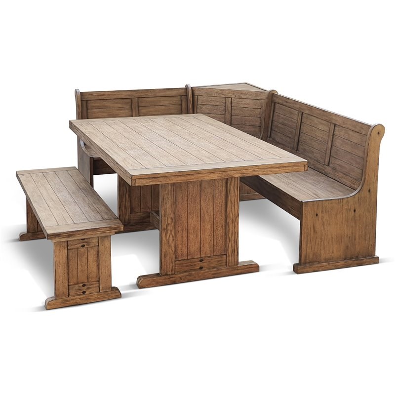Sunny Designs Doe Valley Farmhouse Wood Breakfast Nook Set in Taupe Brown