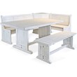 Sunny Designs Bayside Farmhouse Wood Breakfast Nook Set in Marble White