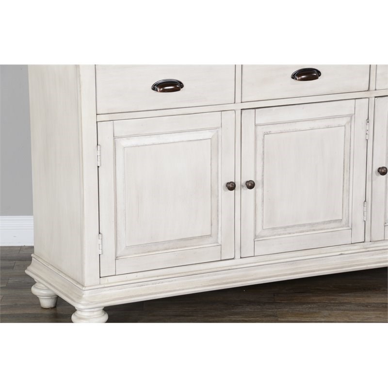 Sunny Designs Westwood Village Coastal Wood Buffet and Hutch in Taupe Off White