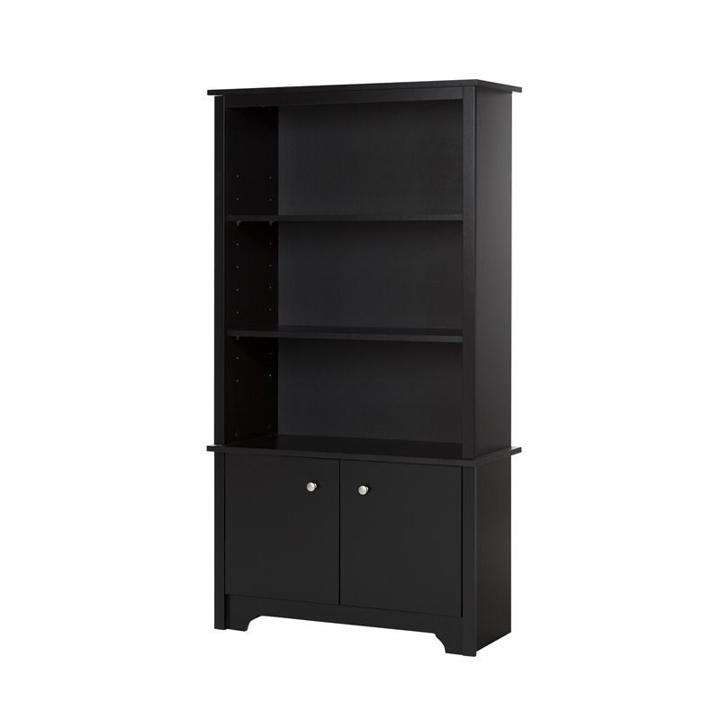 South Shore Vito 3 Shelf Bookcase in Pure Black
