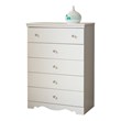 South Shore Crystal 5 Drawer Chest in Pure White