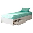 South Shore Crystal Twin Mates Bed in Pure White