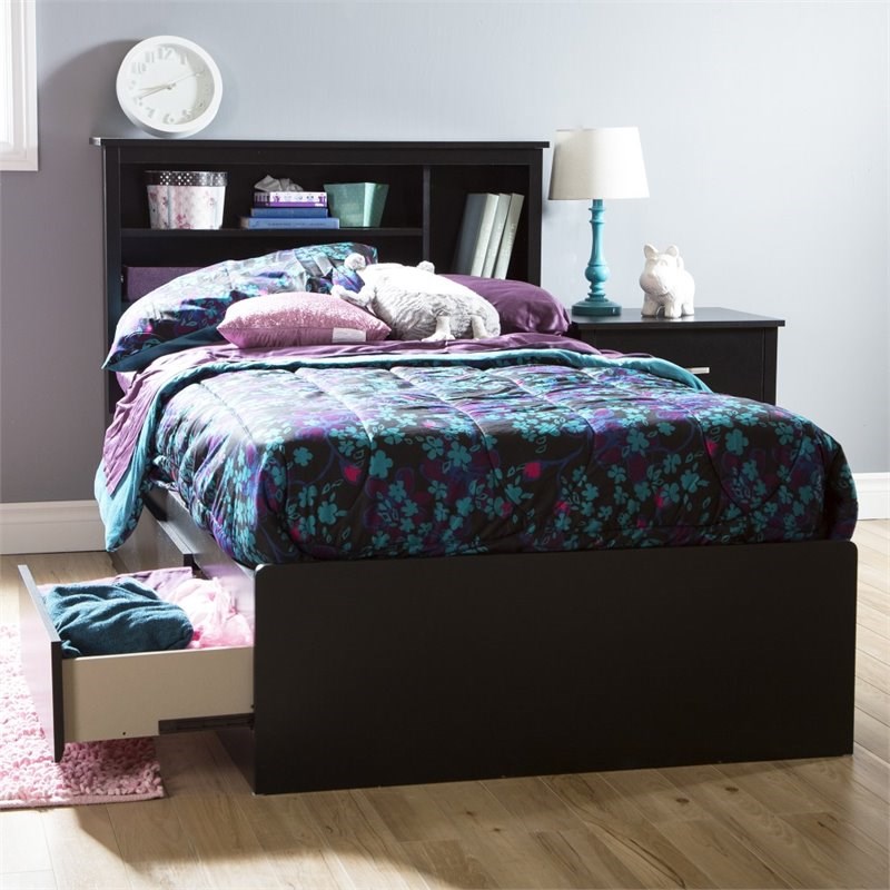South Shore Twin Mates Bed in Pure Black