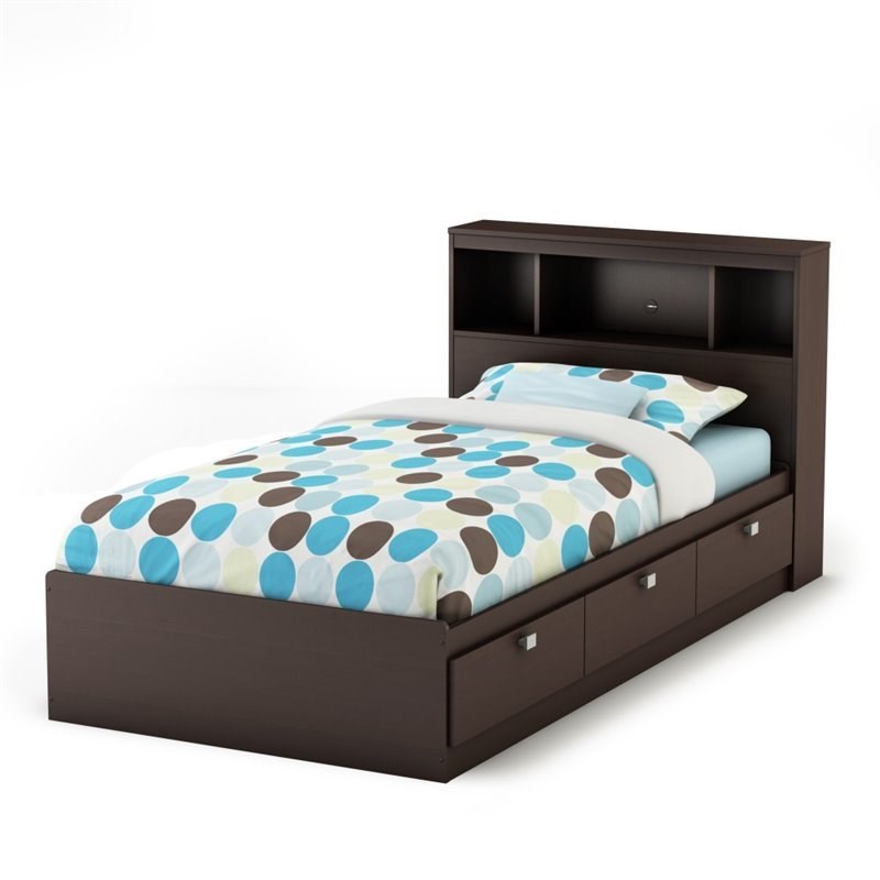 South S Spark Twin Storage Bed With, Twin Beds With Bookcase And Storage