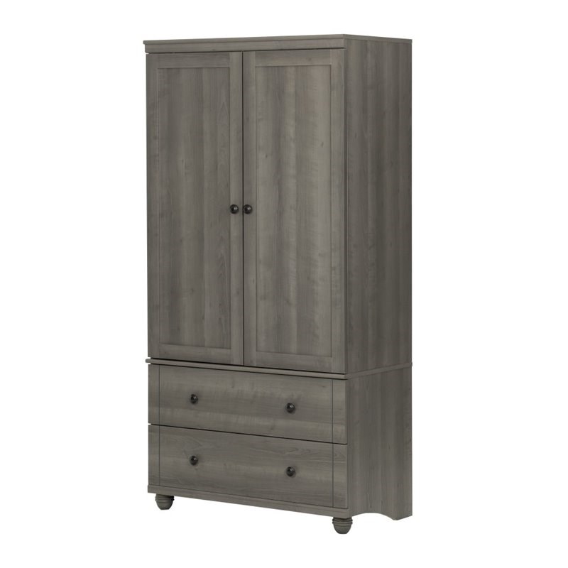 south shore hopedale 2 drawer armoire in gray maple 10325