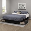 South Shore Gramercy Full Queen Platform Bed with Drawer in Black
