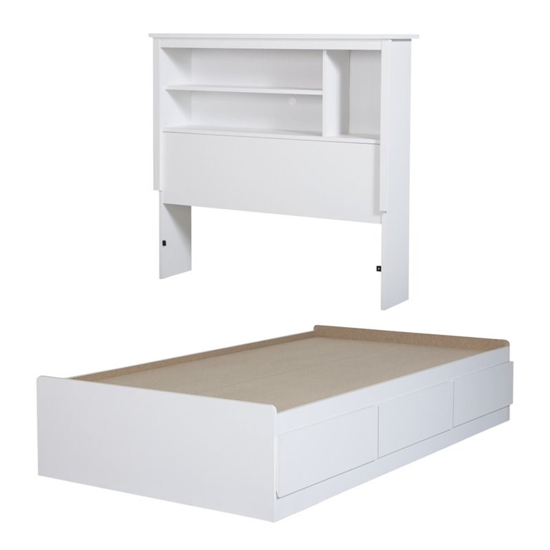 South Shore Vito Twin Kids Bookcase Bed in Pure White