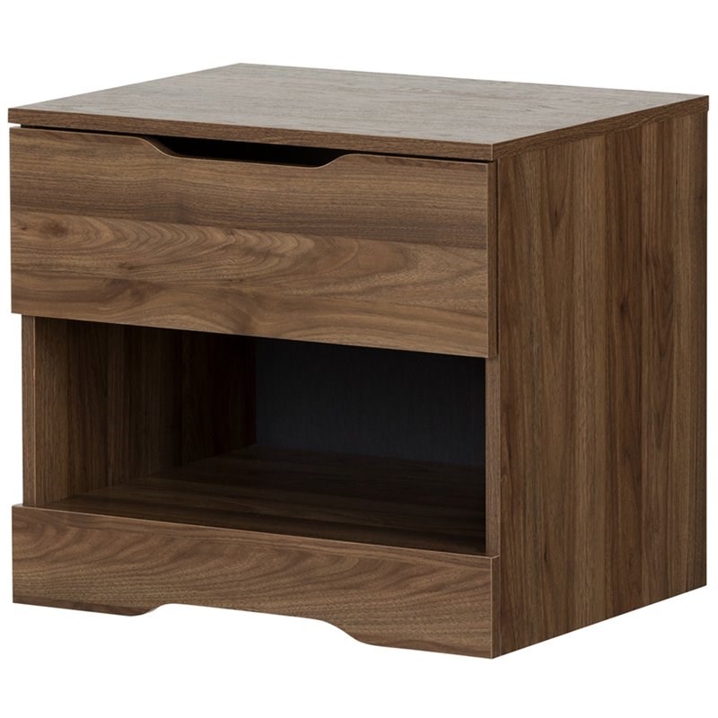 South Shore Holland 1 Drawer Nightstand in Natural Walnut