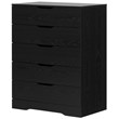 South Shore Holland 5 Drawer Chest in Black Oak