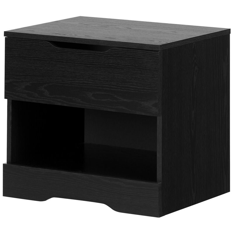 South Shore Holland 1 Drawer Nightstand in Black Oak