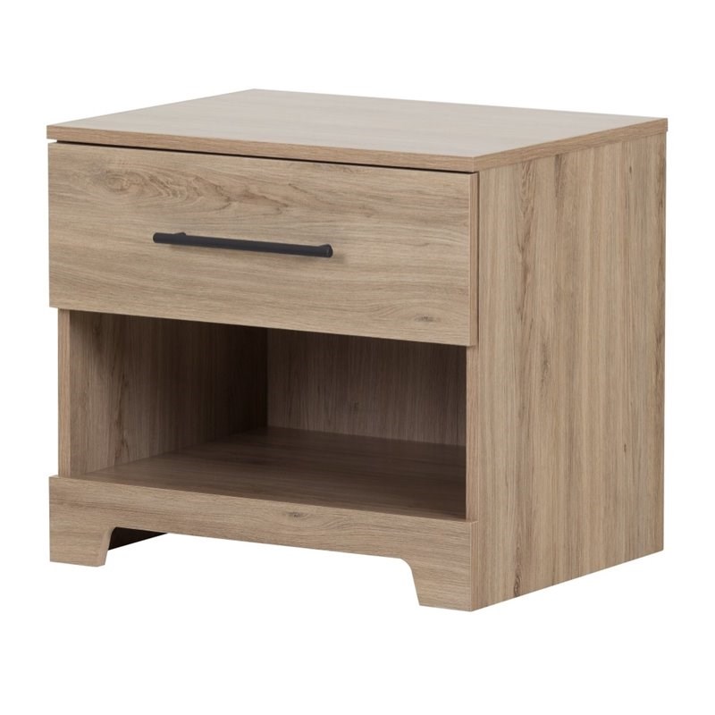 South Shore Primo 1 Drawer Nightstand in Rustic Oak