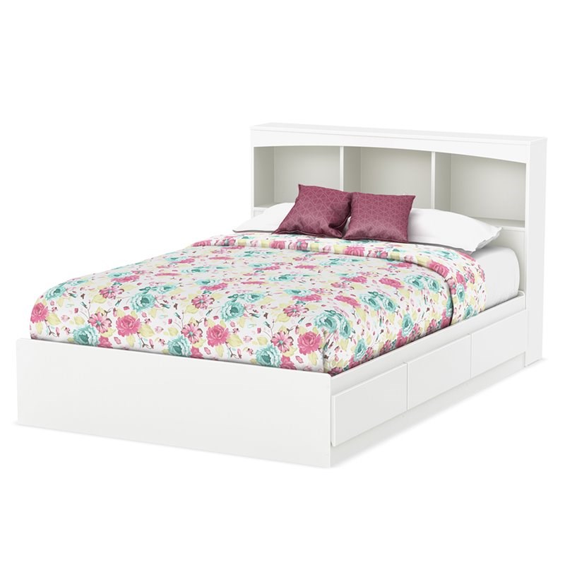 South Shore Step One Full Bookcase Storage Bed in Pure White