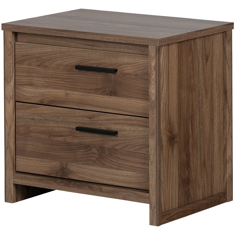 South Shore Tao 2 Drawer Nightstand in Natural Walnut