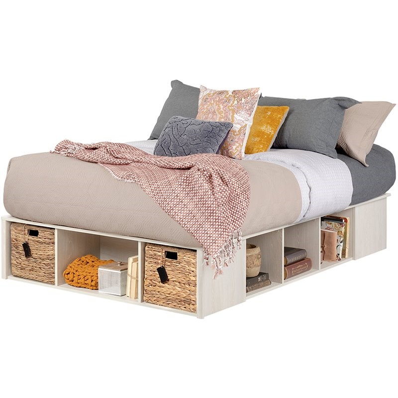 Storage Platform Bed In Winter Oak, Platform Bed With Storage Full Size
