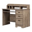 South Shore Versa Computer Desk with Hutch in Weathered Oak