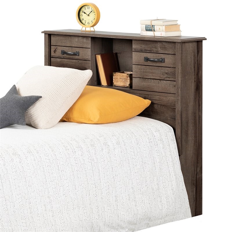 South Shore Ulysses Twin XL Bookcase Headboard in Fall Oak Homesquare