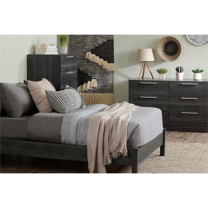 South Shore Step One Essential 6 Drawer Double Dresser in Gray Oak