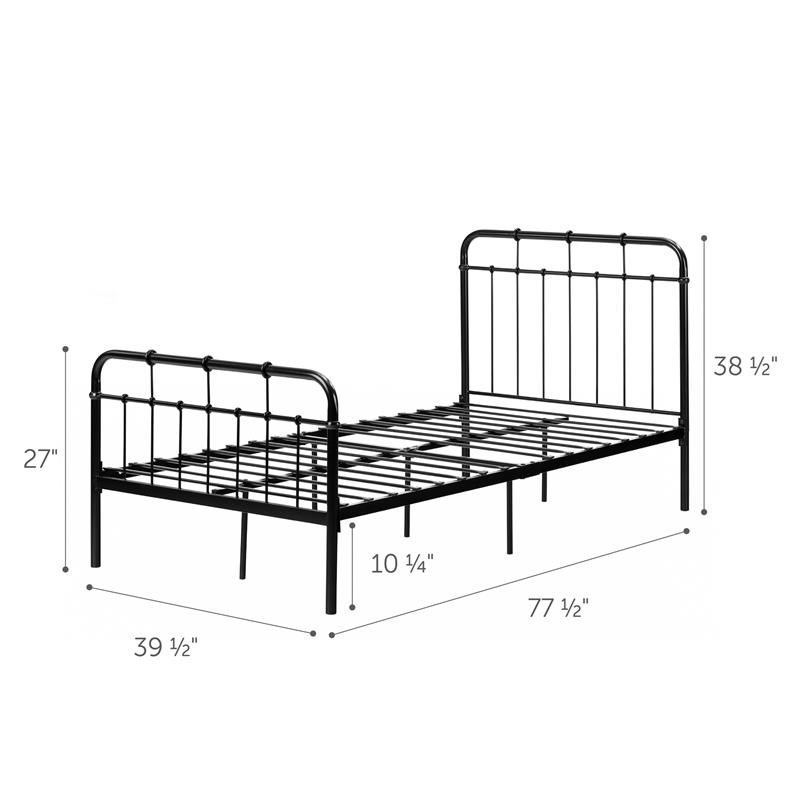 Cotton Candy Metal Complete Bed -Twin-Black-South Shore