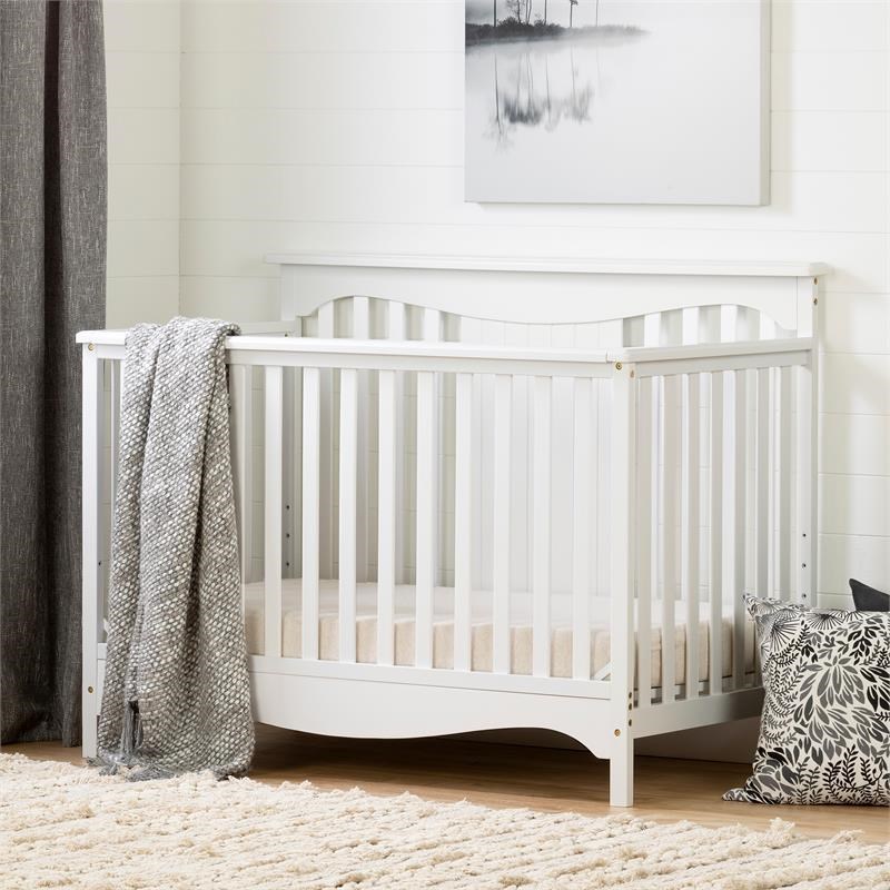 Savannah Baby Crib 4 Heights with Toddler Rail-Pure White-South Shore