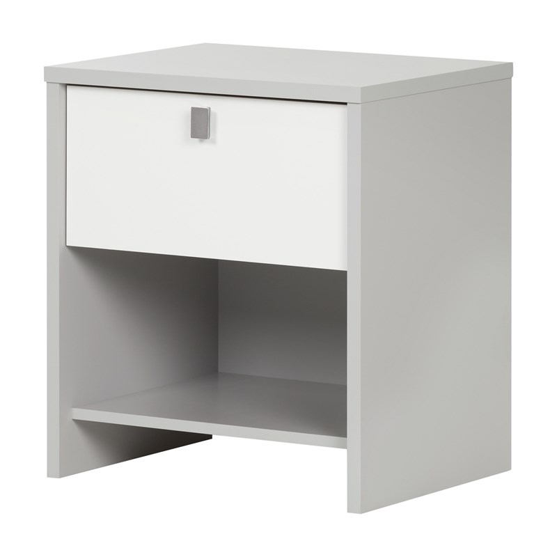 6 Drawer Dresser and Nightstand Set in Soft Gray and Pure White