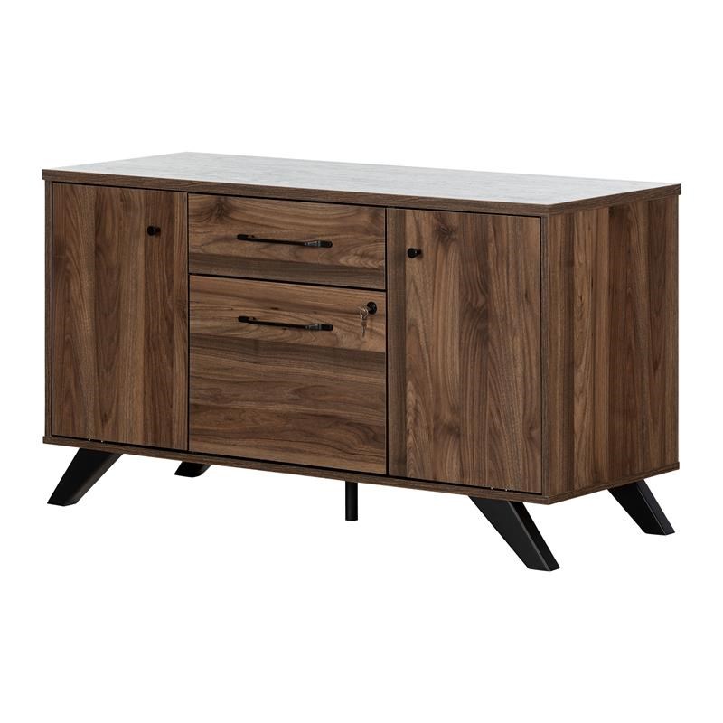 Helsy 2Drawer Credenza with DoorsNatural WalnutSouth ShoreFurniture Homesquare