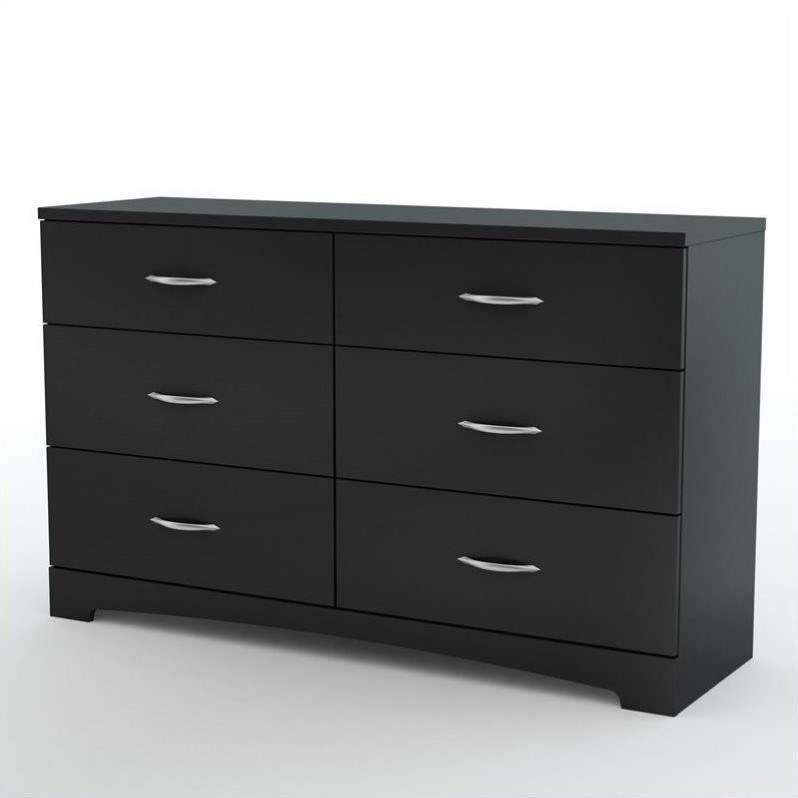 South Shore Maddox 6 Drawer Double Dresser in Pure Black