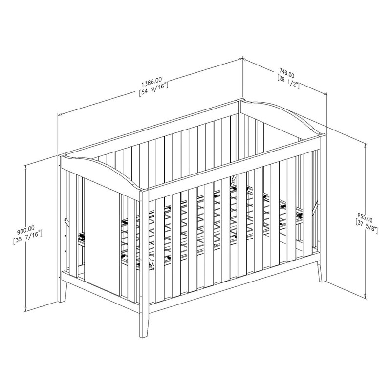 Crib and Toddler Bed with 4 Drawer Chest Set in White