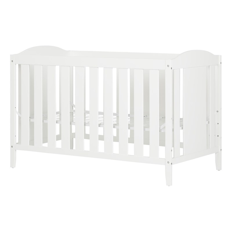 Crib and Toddler Bed with 4 Drawer Chest Set in White