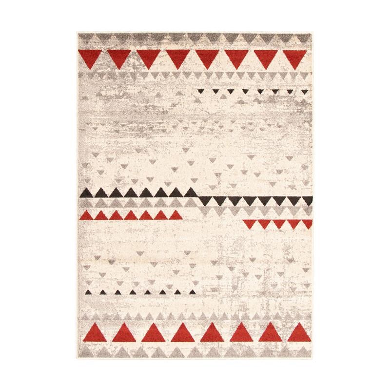 Step One Geometric Triangles Area Rug-Red -South Shore