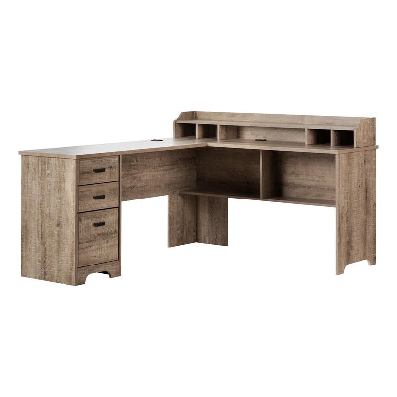 Versa LShaped DeskWeathered OakSouth Shore Homesquare