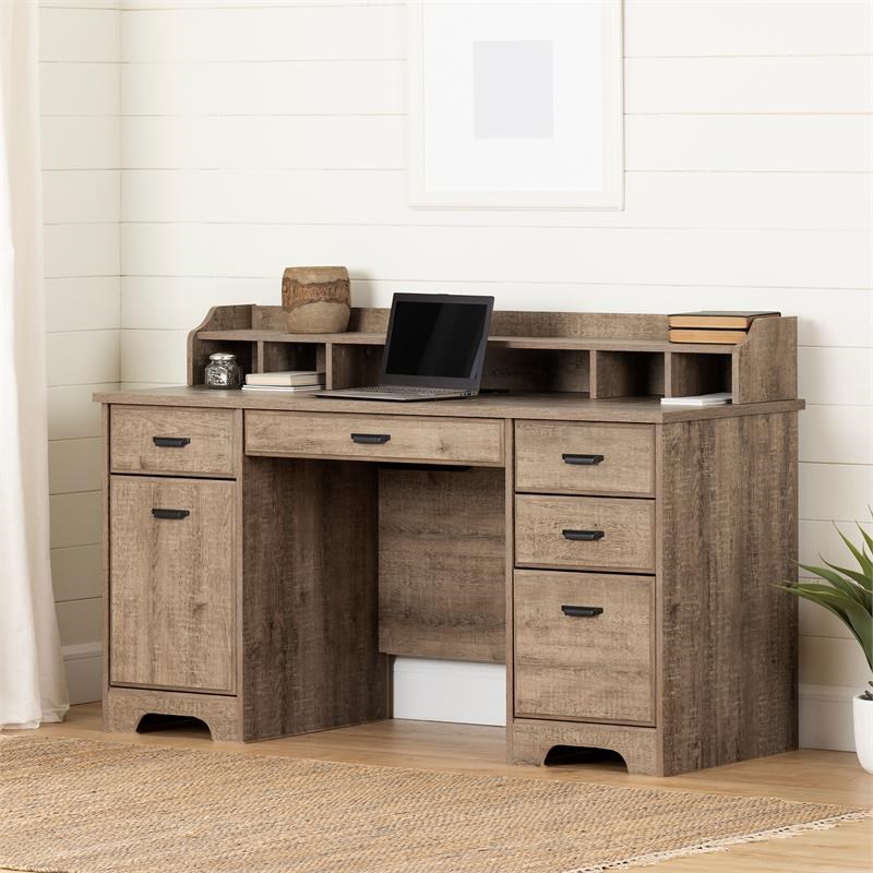 Versa Computer Office Desk with Power BarWeathered OakSouth Shore